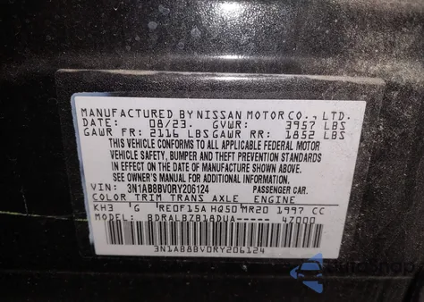 2024 Nissan Sentra S Xtronic Cvt z USA, uszkodzony, nr VIN 3N1AB8BV0RY206124